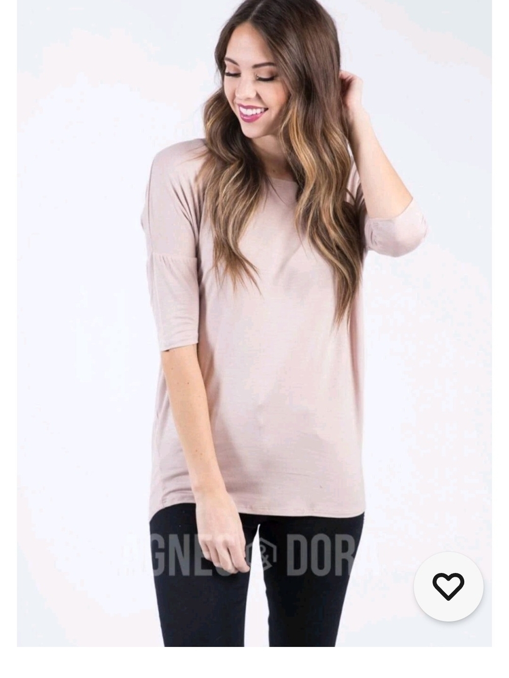 Agnes & Dora Women's Scoop Neck 3/4 Sleeve Top - Tan Small Tall